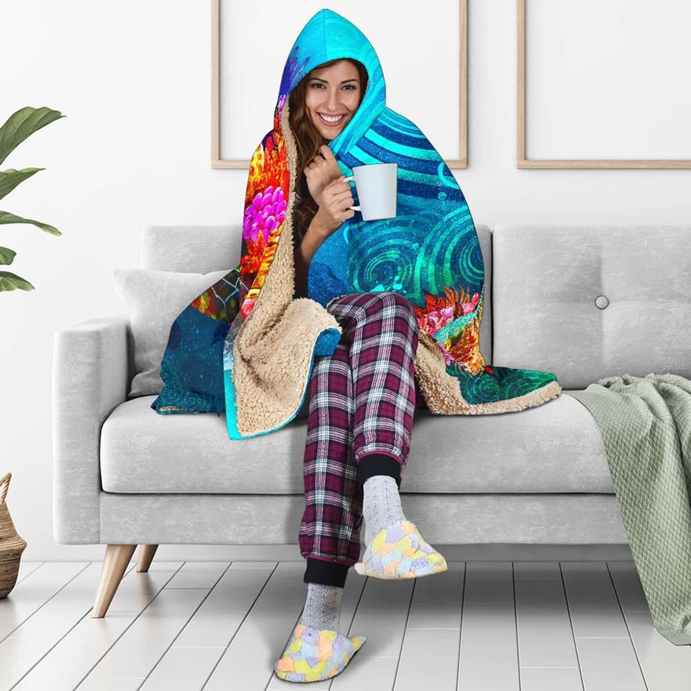 Polynesian Kanaka Maoli (Hawaiian) Hooded Blanket - Turtle Hawaii Map