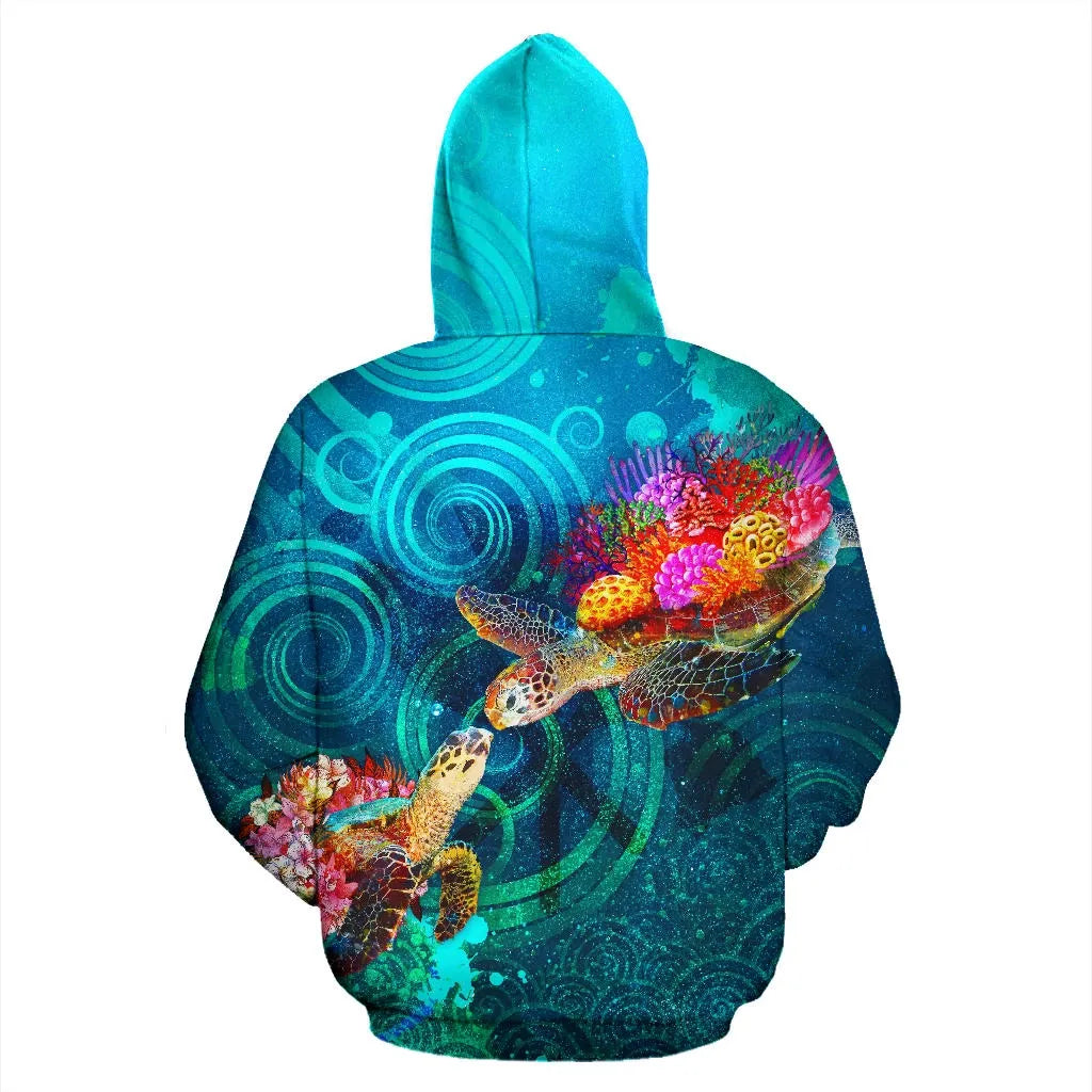 Polynesian Kanaka Maoli (Hawaiian) Hoodie - Turtle Hawaii Map