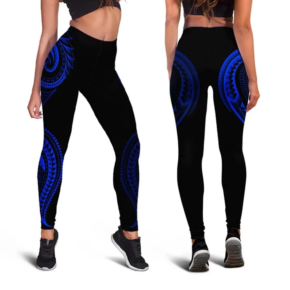 Polynesian Legging - Polynesian Tattoo Blue Version