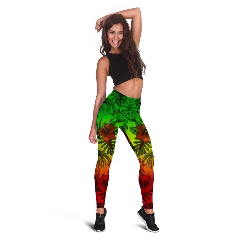 Polynesian Legging - Reggae Hibiscus Patterns