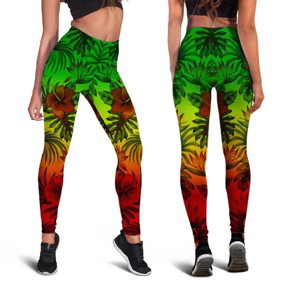 Polynesian Legging - Reggae Hibiscus Patterns