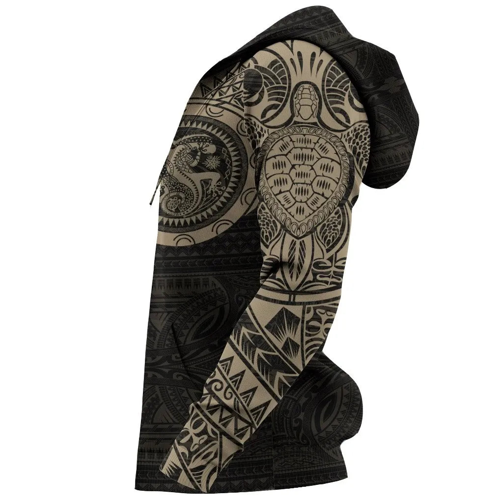 Polynesian Hoodie - Polynesian Tribal Lizard Tattoo Style