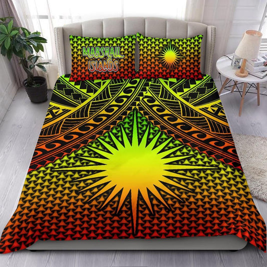 Polynesian Marshall Islands Bedding Set - Reggae Vintage Polynesian Patterns