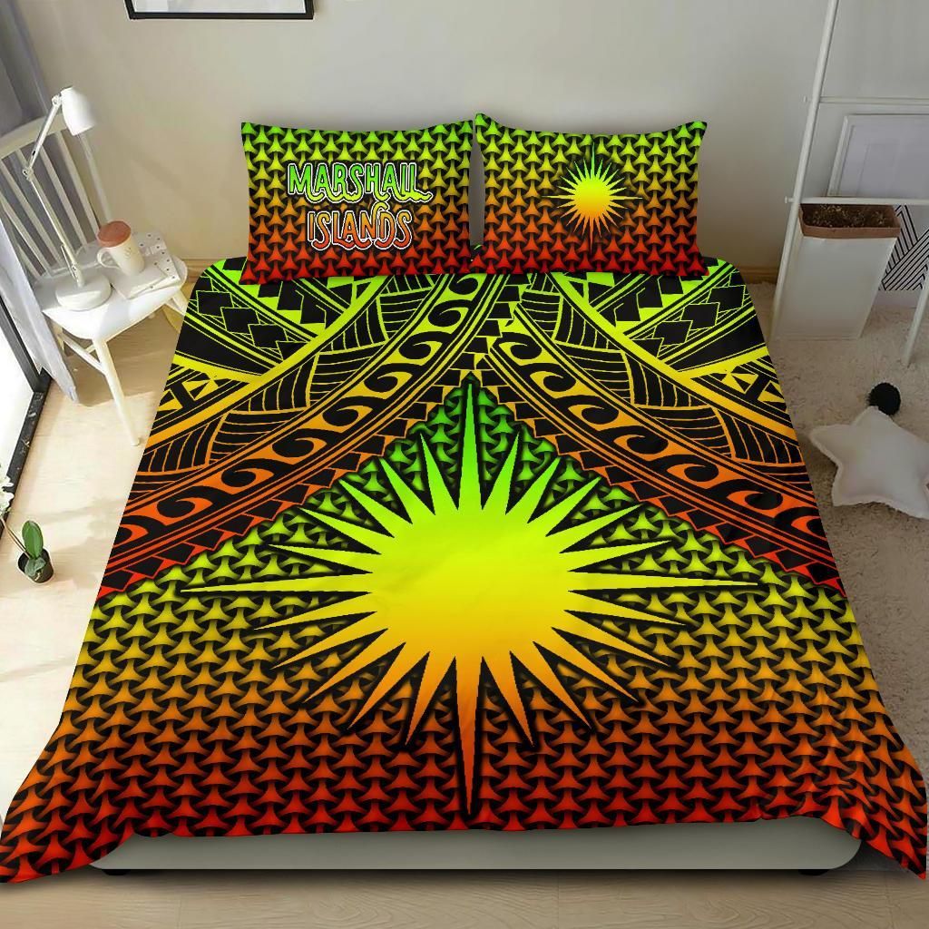 Polynesian Marshall Islands Bedding Set - Reggae Vintage Polynesian Patterns