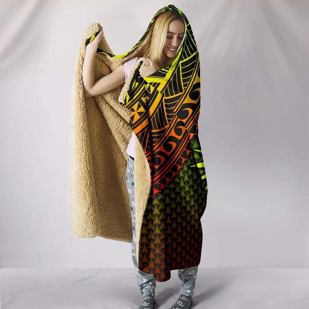 Polynesian Marshall Islands Hooded Blanket - Reggae Vintage Polynesian Patterns