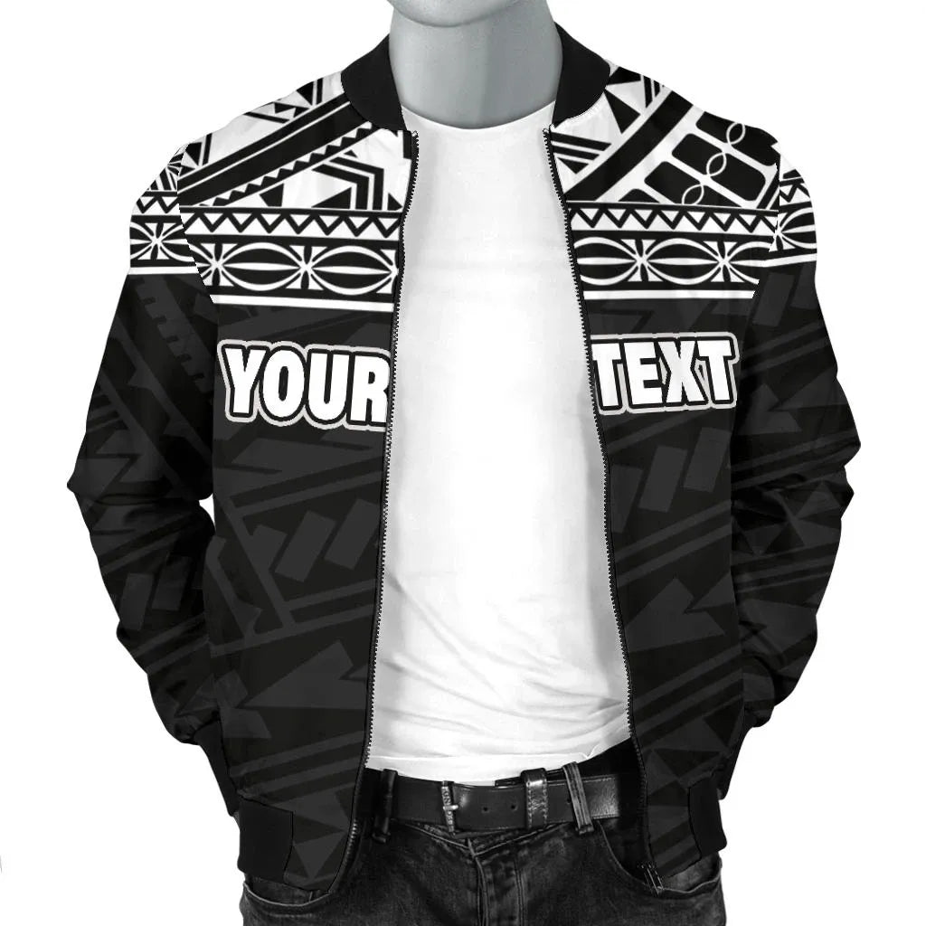 Polynesian Custom Personalised Bomber Jacket - Black Style