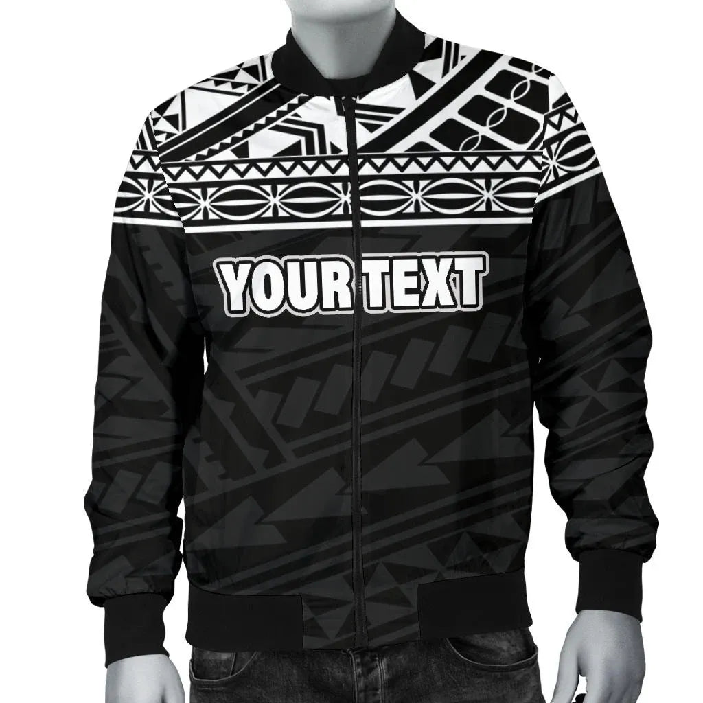 Polynesian Custom Personalised Bomber Jacket - Black Style