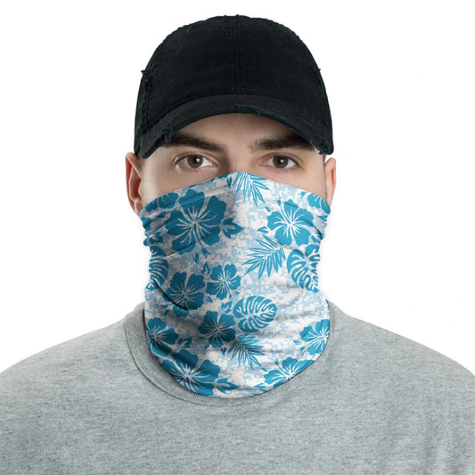 Polynesian Neck Gaiter - Camo Poly Patterns Hibiscus 06