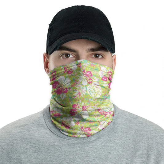 Polynesian Neck Gaiter - Camo Poly Patterns Hibiscus 11