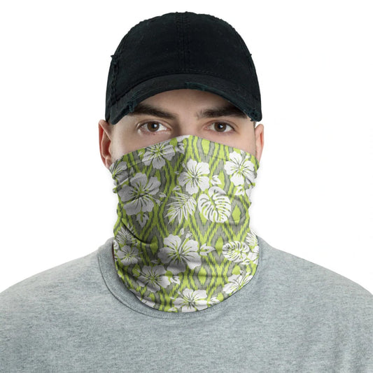 Polynesian Neck Gaiter - Camo Poly Patterns Hibiscus 15