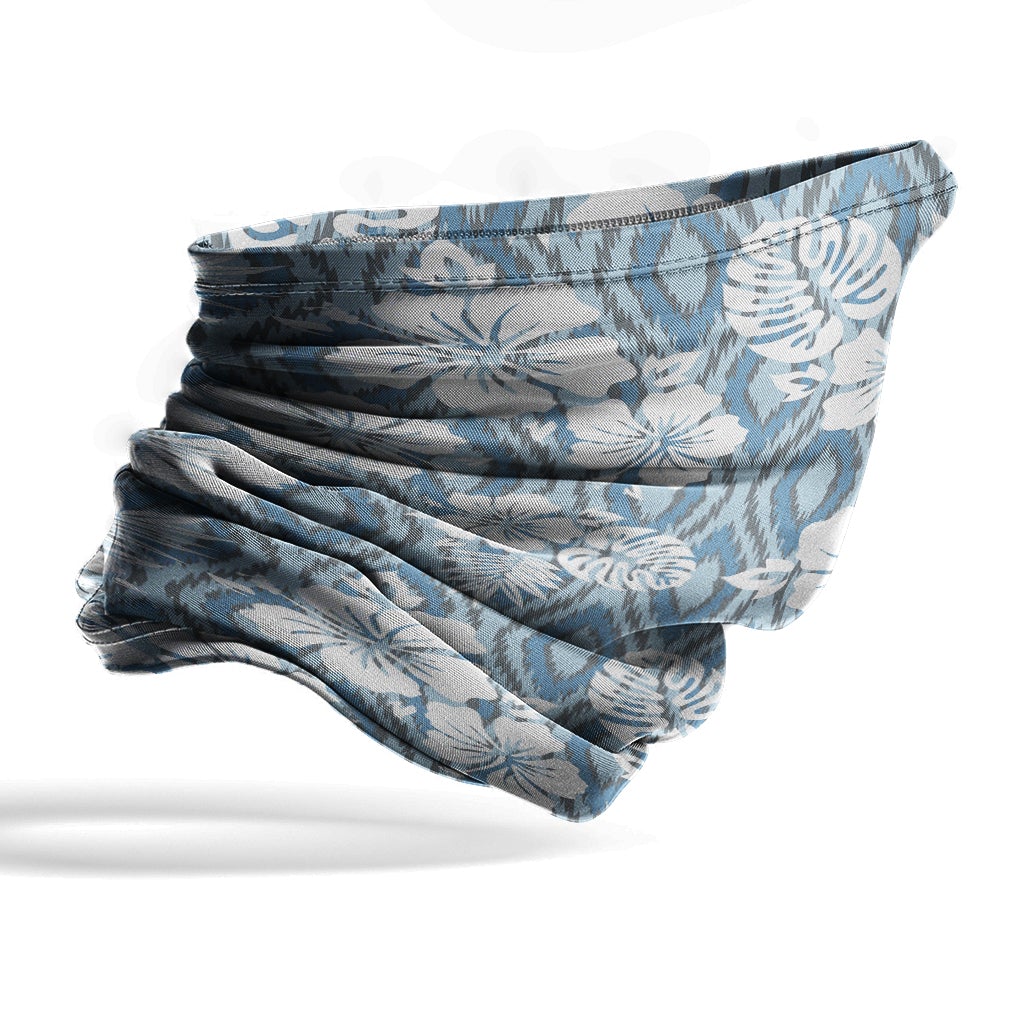 Polynesian Neck Gaiter - Camo Poly Patterns Hibiscus 16