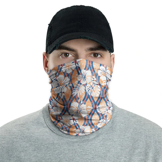 Polynesian Neck Gaiter - Camo Poly Patterns Hibiscus 17