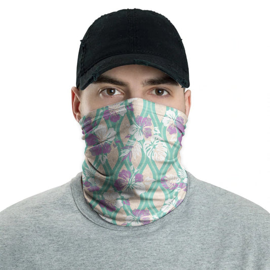 Polynesian Neck Gaiter - Camo Poly Patterns Hibiscus 18