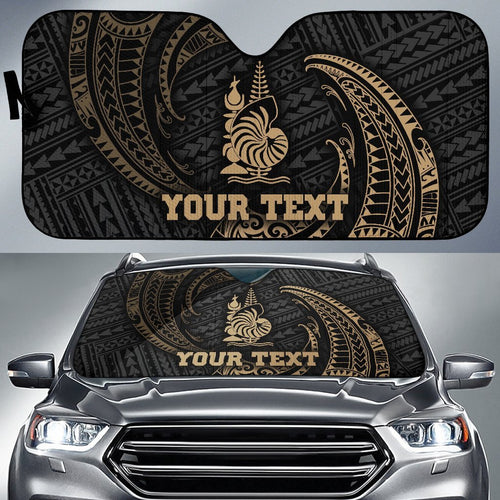 Polynesian New Caledonia Custom Personalised Sun Shades - Gold Tribal Wave