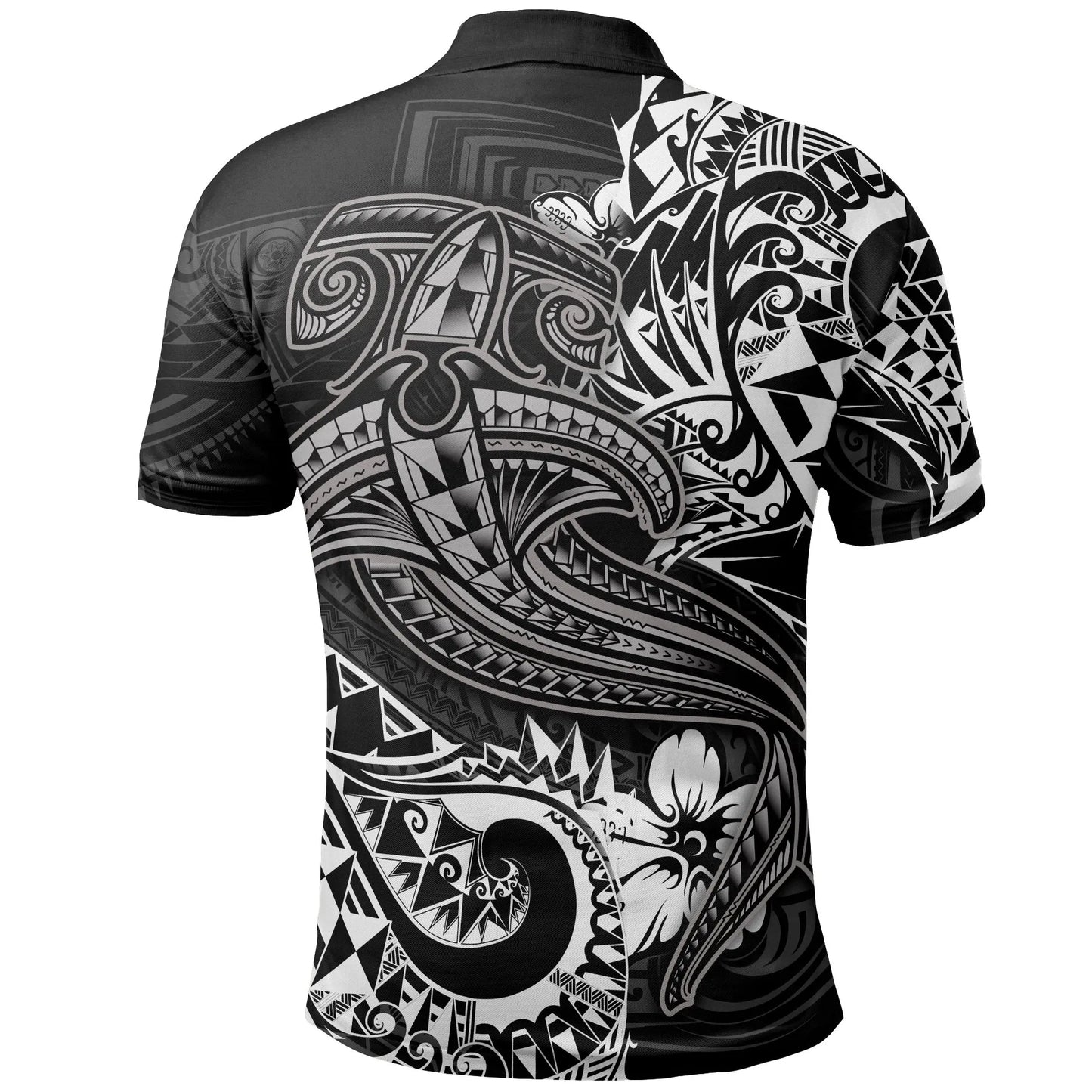 Polynesian Polo Shirt - White Shark Polynesian Tattoo