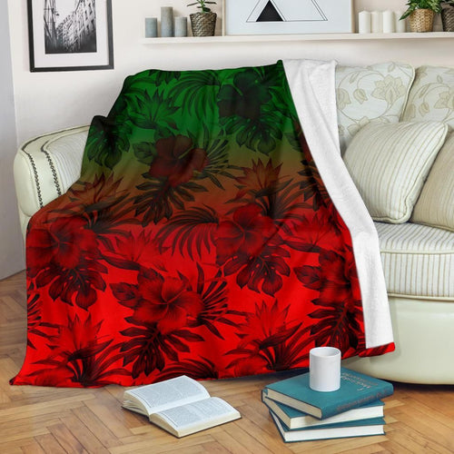 Polynesian Premium Blanket - Red Hibiscus Patterns
