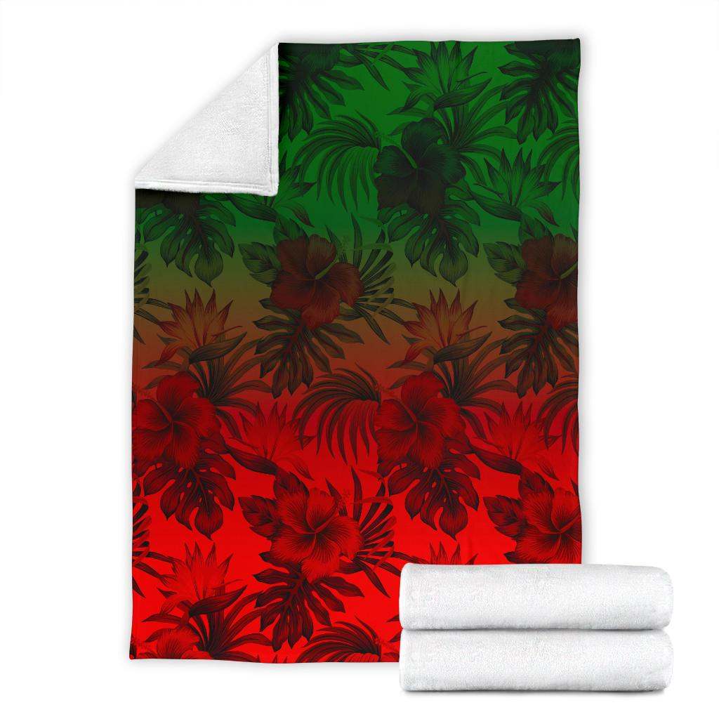 Polynesian Premium Blanket - Red Hibiscus Patterns