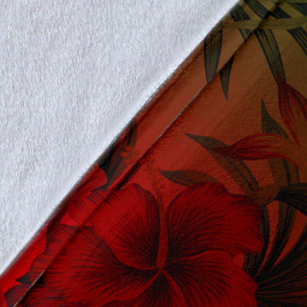 Polynesian Premium Blanket - Red Hibiscus Patterns