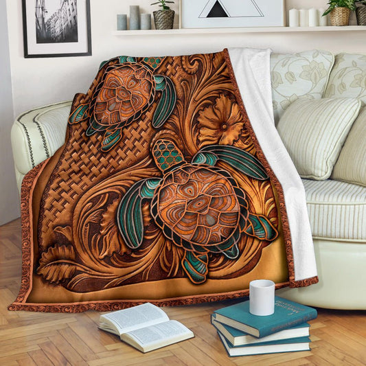 Polynesian Premium Blanket - Turtle Vintage Style