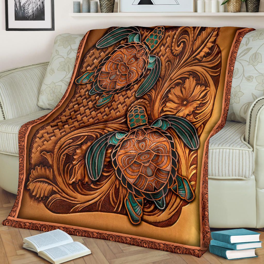 Polynesian Premium Blanket - Turtle Vintage Style