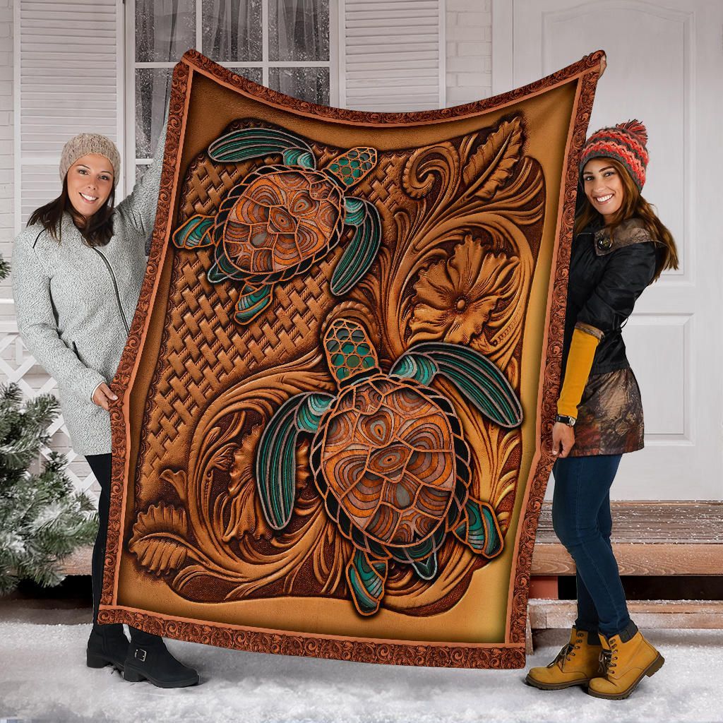 Polynesian Premium Blanket - Turtle Vintage Style
