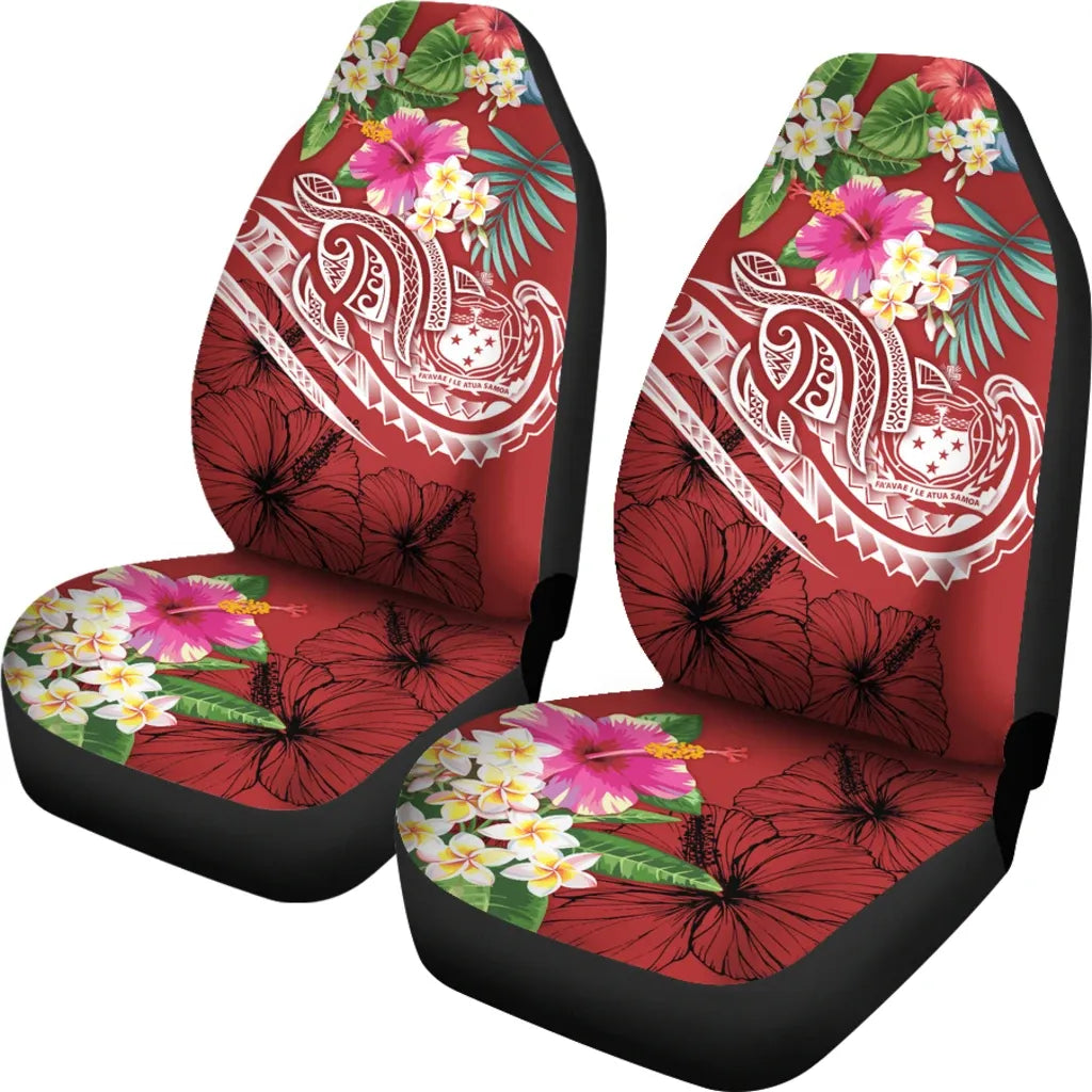 Polynesian Samoa Car Seat Covers - Summer Plumeria (Red)
