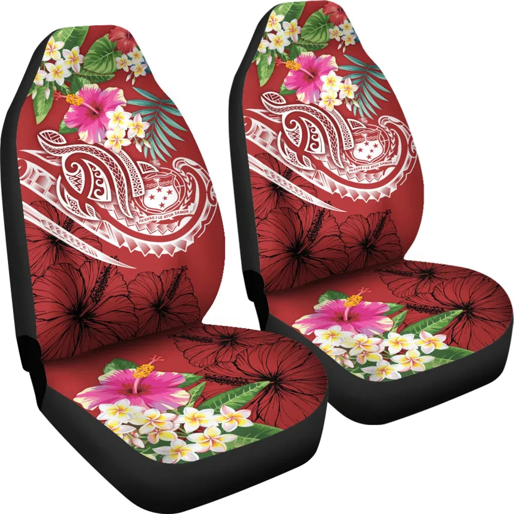 Polynesian Samoa Car Seat Covers - Summer Plumeria (Red)