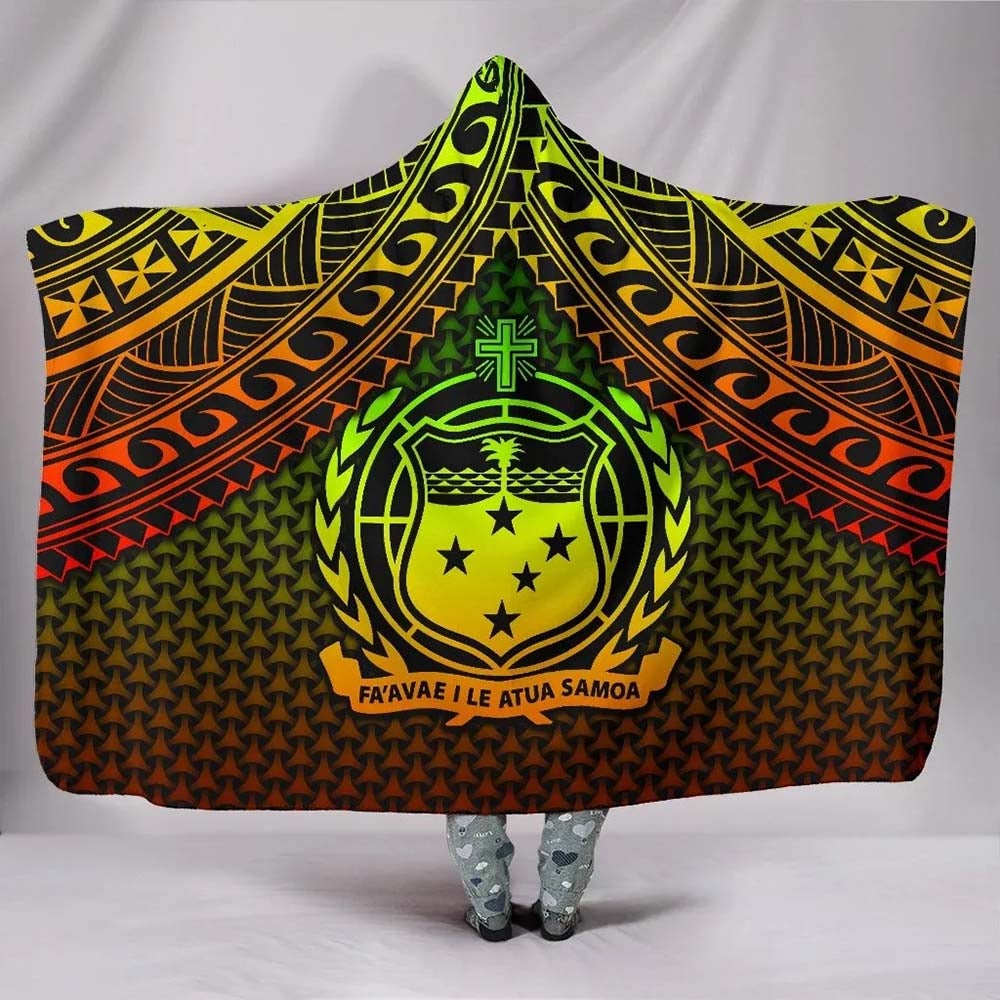 Polynesian Samoa Hooded Blanket - Reggae Vintage Polynesian Patterns
