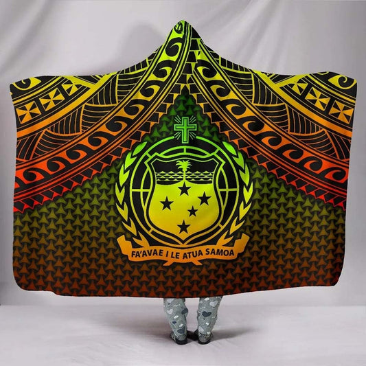 Polynesian Samoa Hooded Blanket - Reggae Vintage Polynesian Patterns