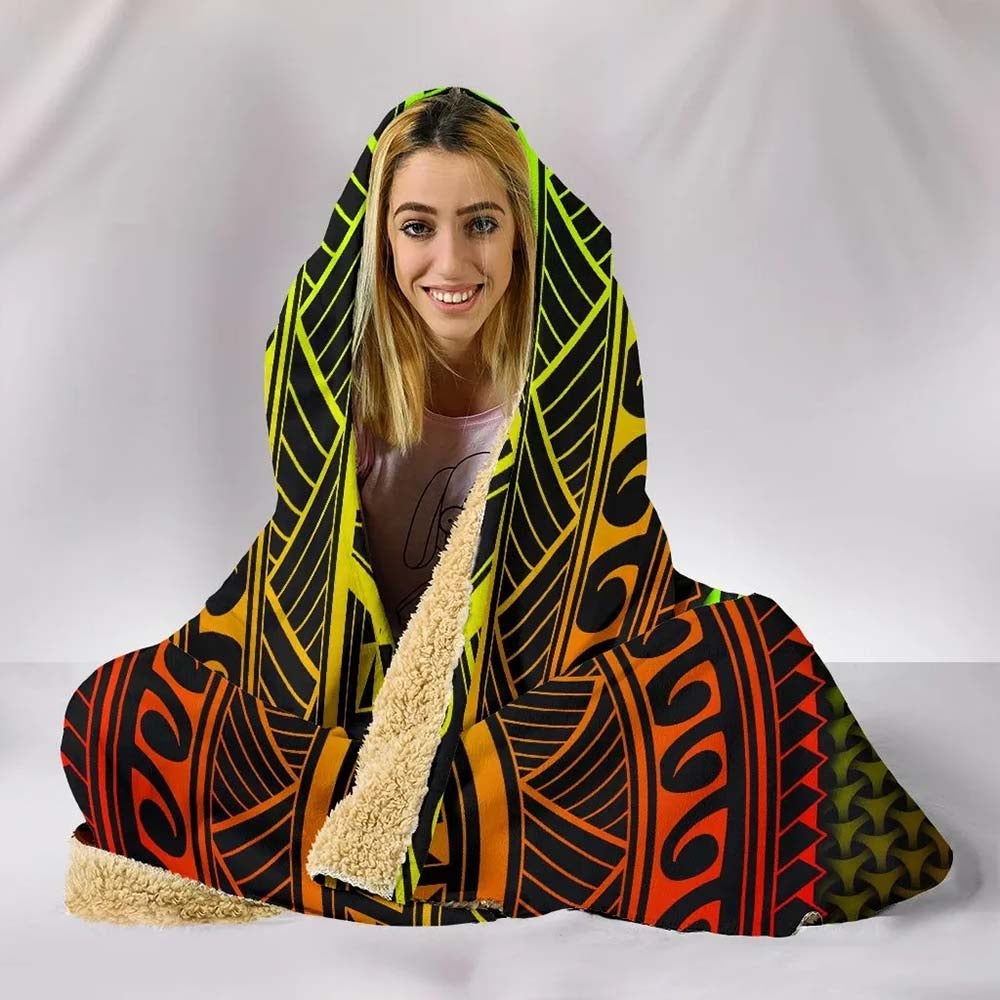 Polynesian Samoa Hooded Blanket - Reggae Vintage Polynesian Patterns