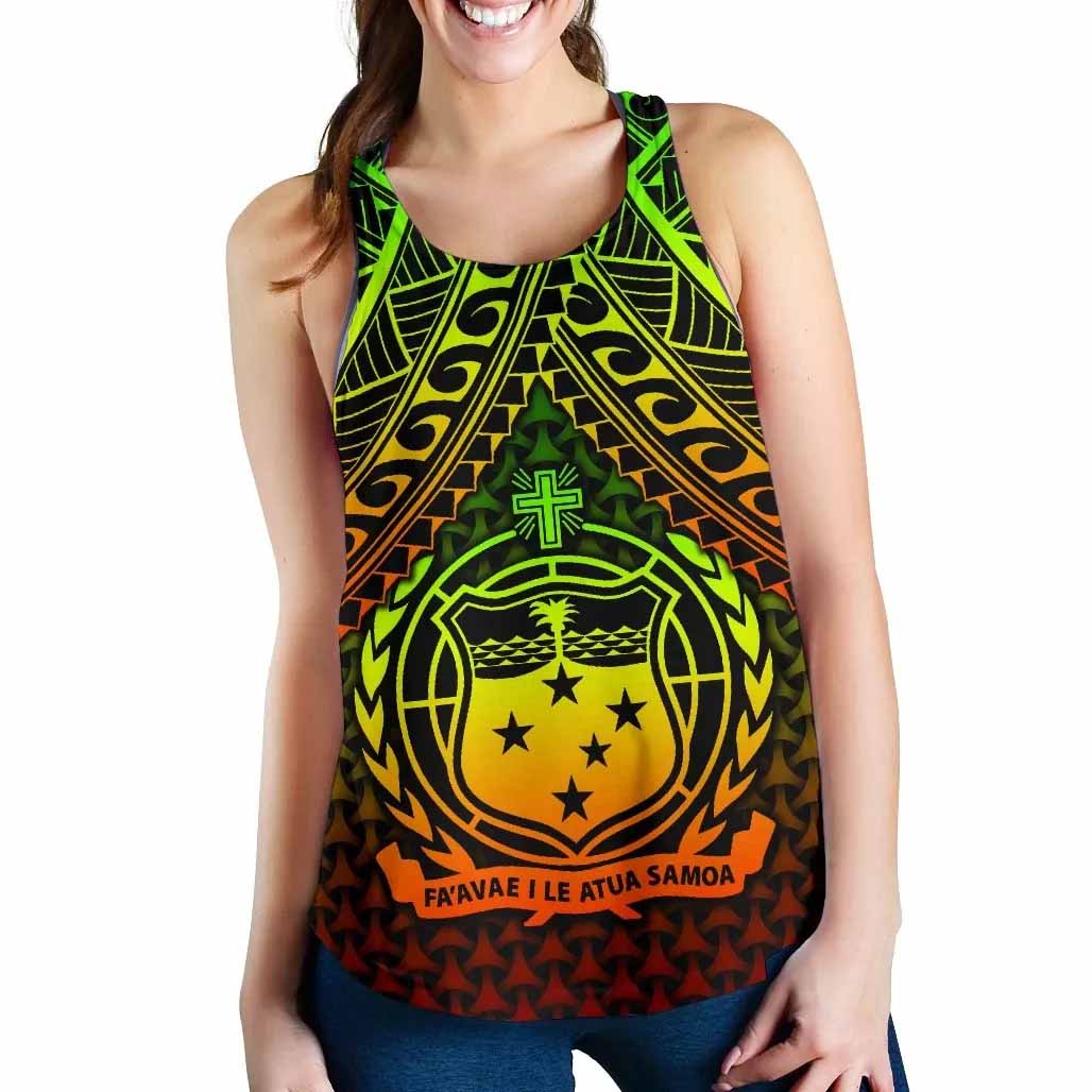 Polynesian Samoa Women Racerback Tank - Reggae Vintage Polynesian Patterns