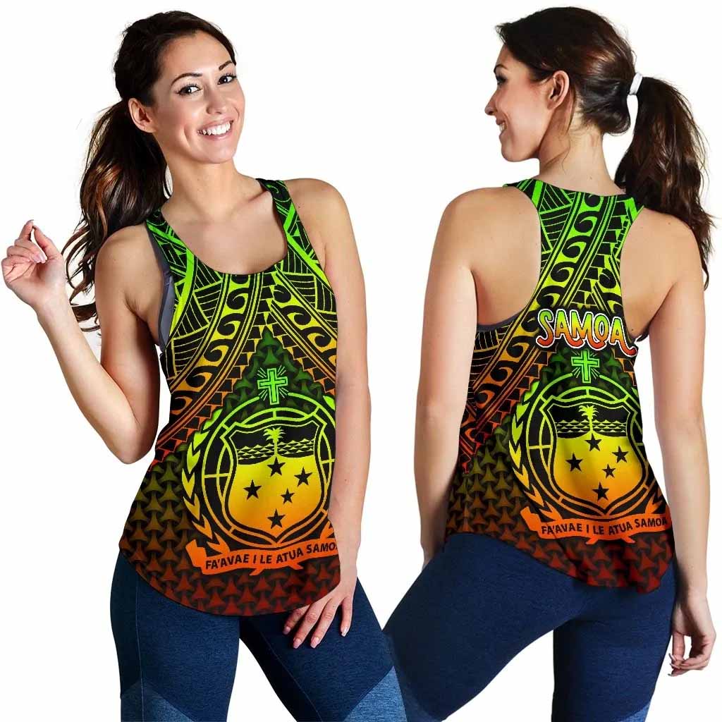 Polynesian Samoa Women Racerback Tank - Reggae Vintage Polynesian Patterns