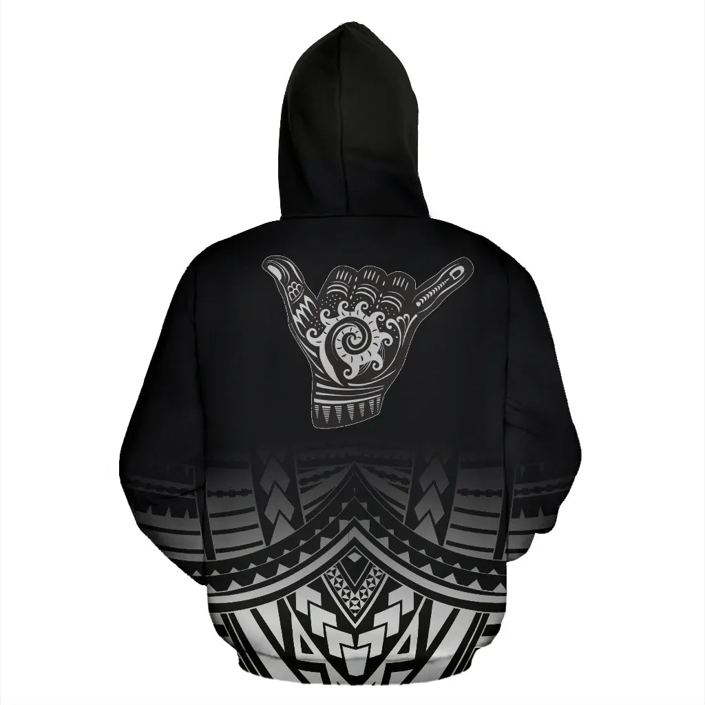 Polynesian All Over Hoodie - Shaka Black Version