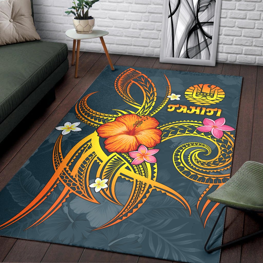 Polynesian Tahiti Area Rug - Legend of Tahiti (Blue)