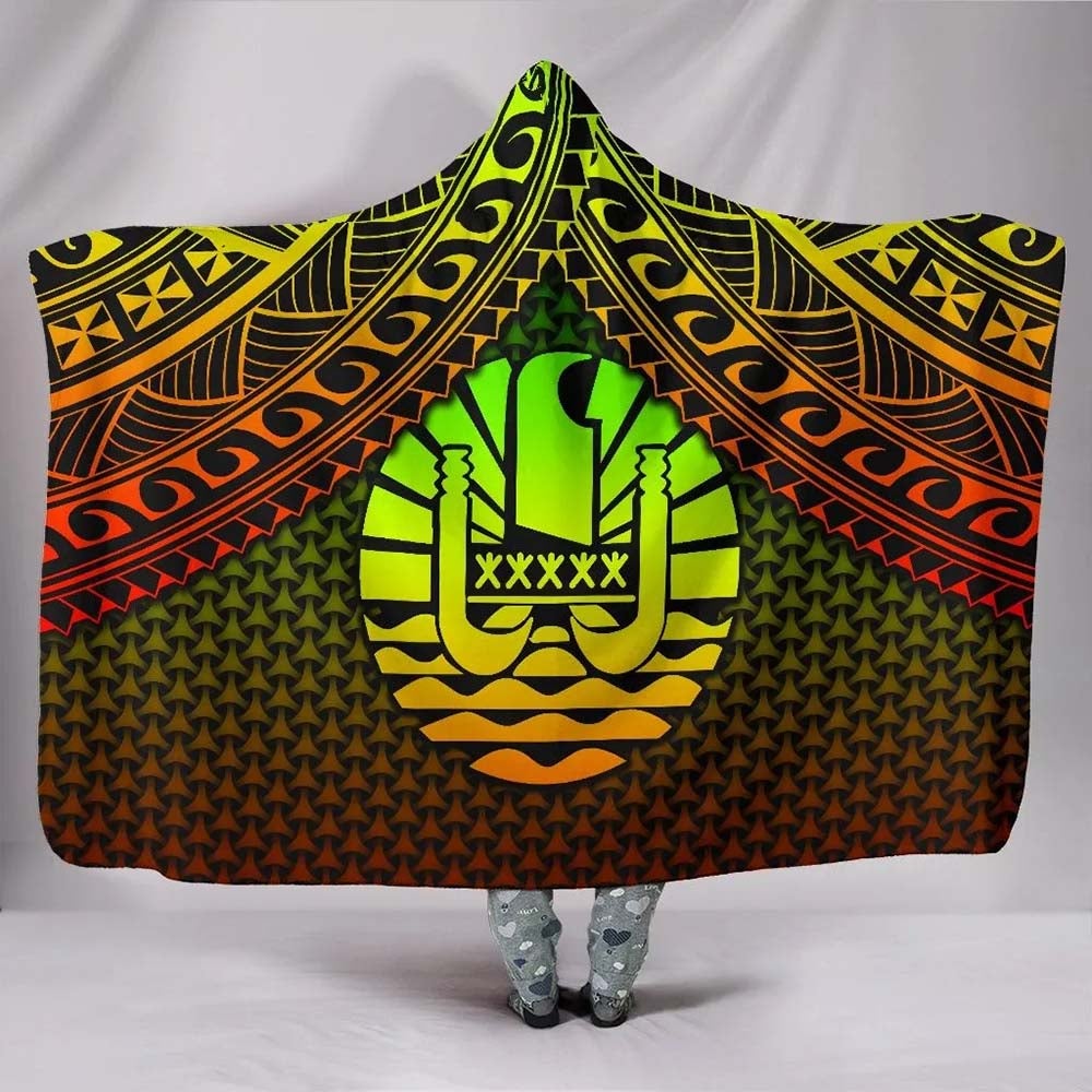 Polynesian Tahiti Hooded Blanket - Reggae Vintage Polynesian Patterns