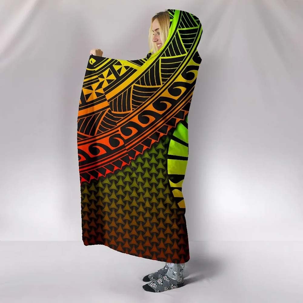 Polynesian Tahiti Hooded Blanket - Reggae Vintage Polynesian Patterns