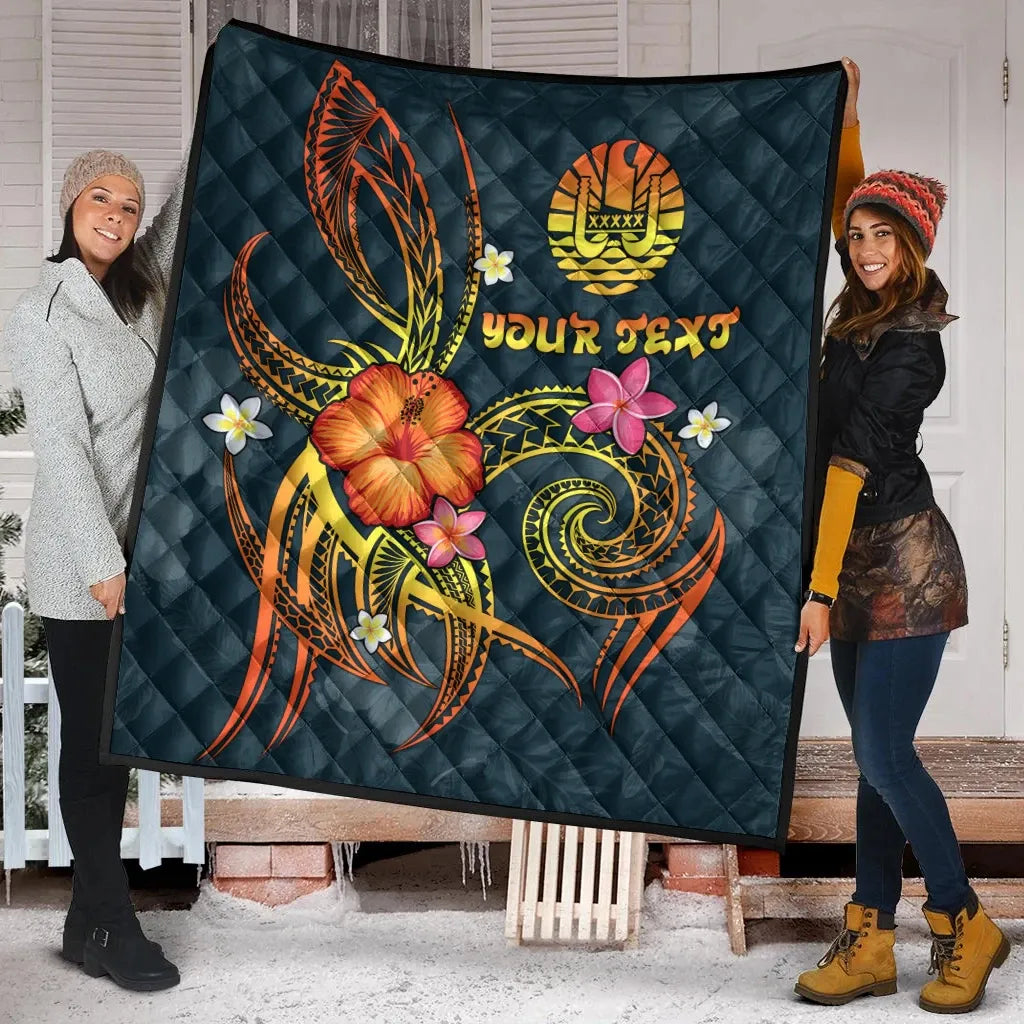 Polynesian Tahiti Personalised Premium Quilt - Legend of Tahiti (Blue)