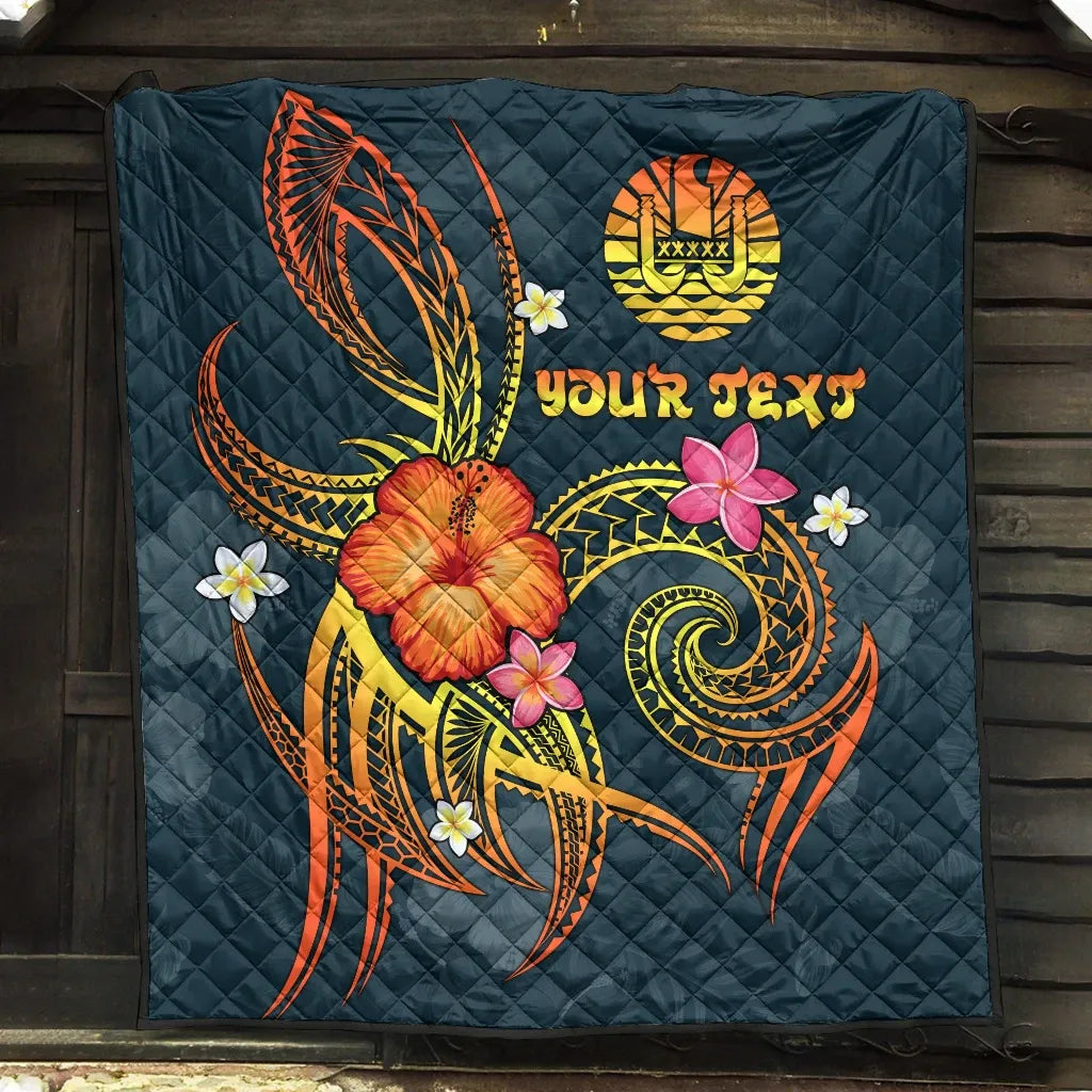 Polynesian Tahiti Personalised Premium Quilt - Legend of Tahiti (Blue)
