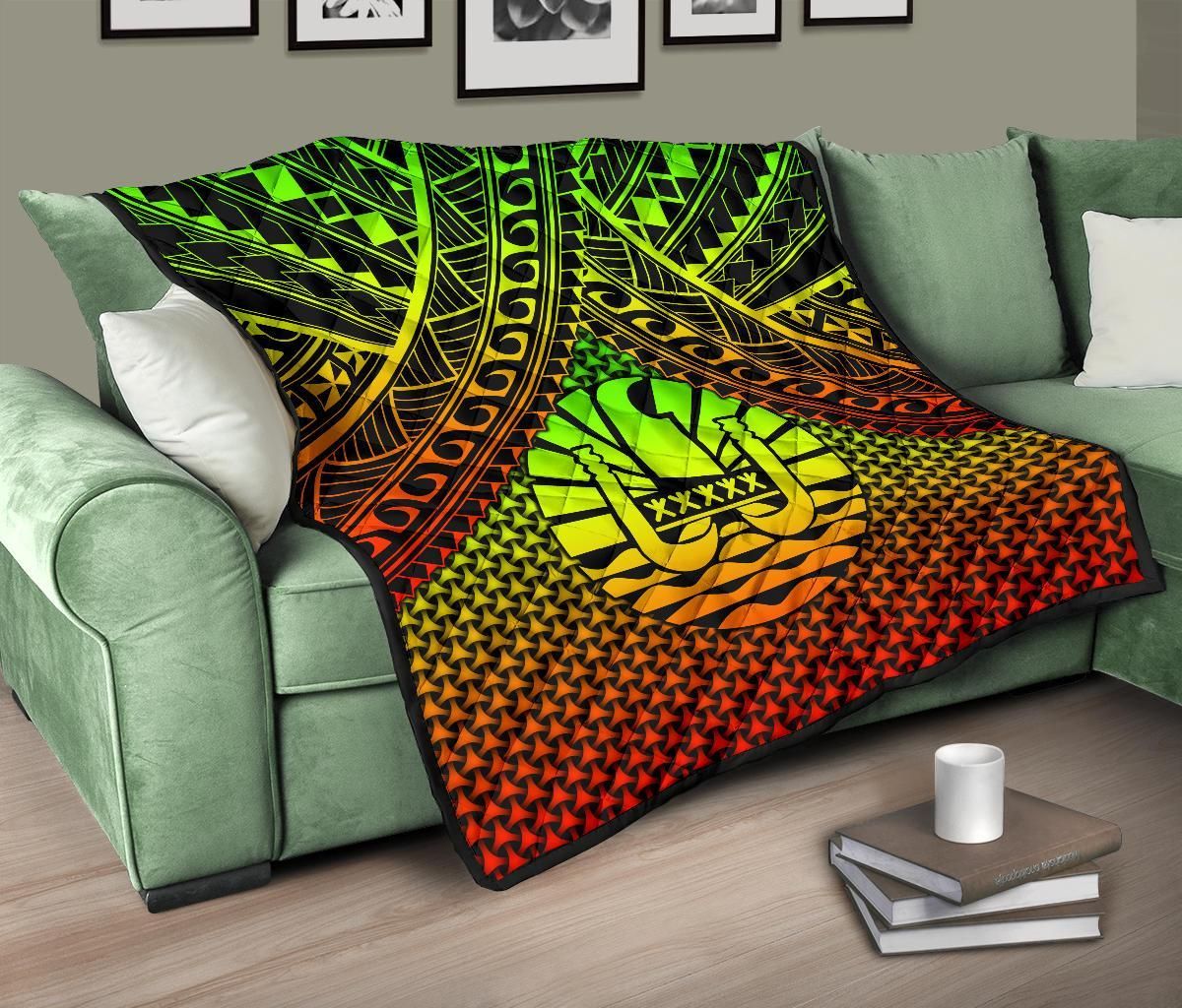 Polynesian Tahiti Premium Quilt - Reggae Vintage Polynesian Patterns