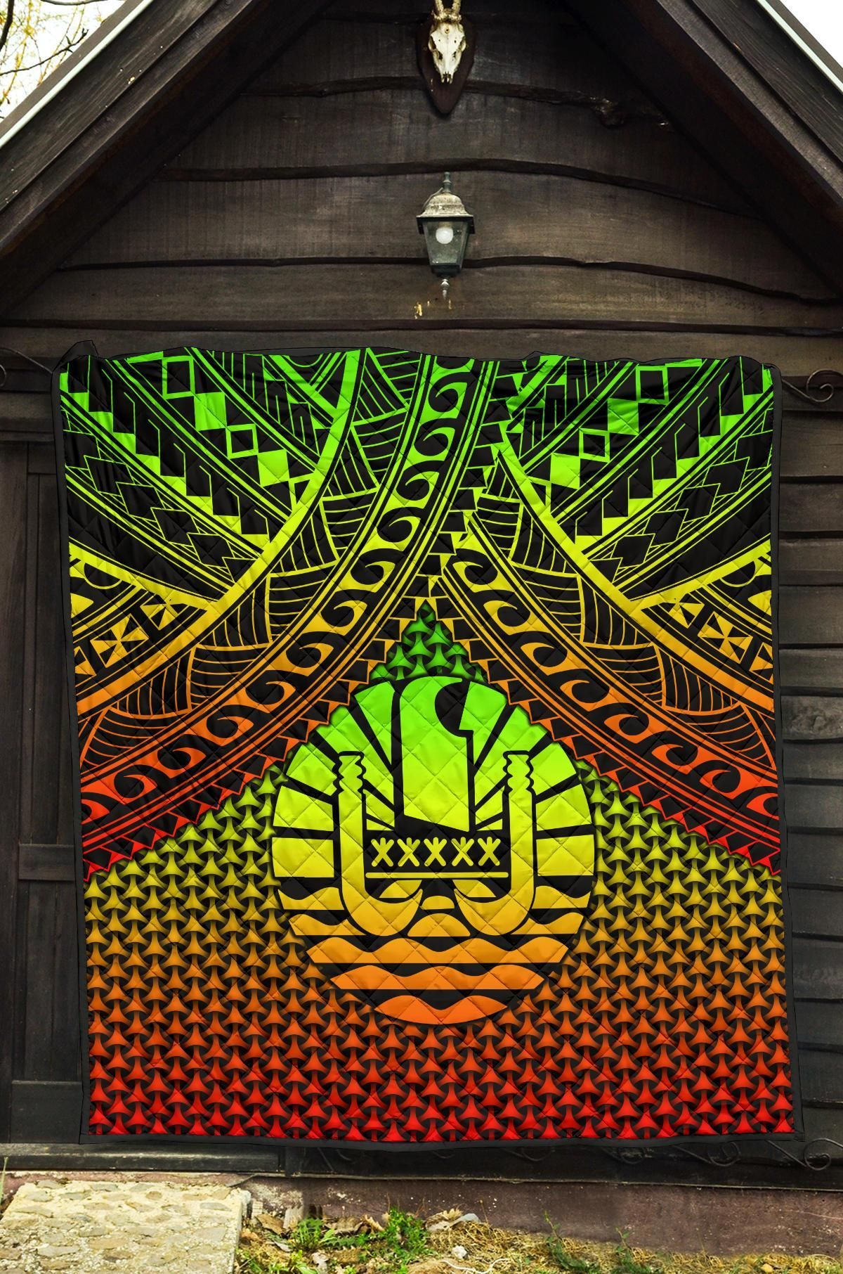 Polynesian Tahiti Premium Quilt - Reggae Vintage Polynesian Patterns