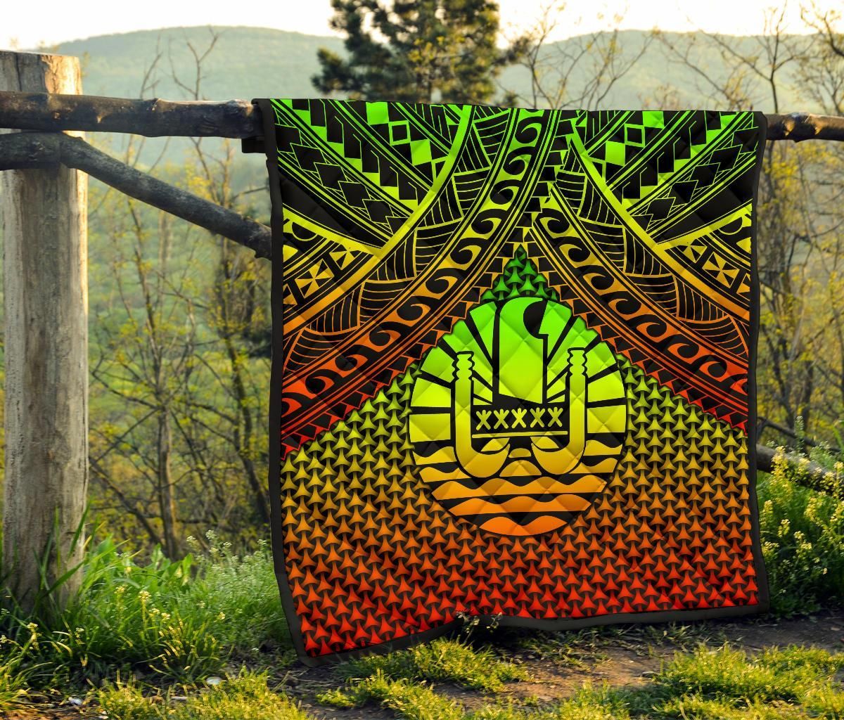 Polynesian Tahiti Premium Quilt - Reggae Vintage Polynesian Patterns