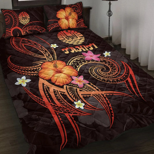 Polynesian Tahiti Quilt Bed Set - Legend of Tahiti (Red)