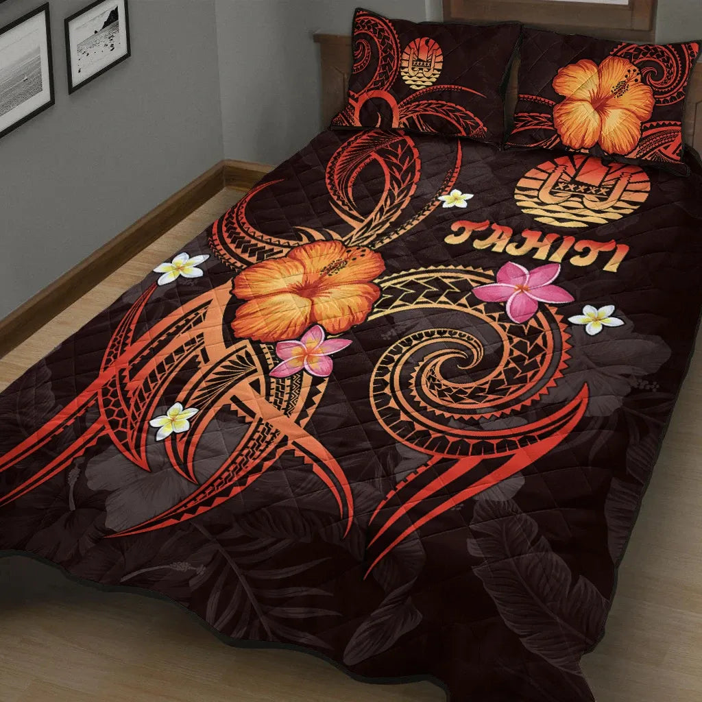 Polynesian Tahiti Quilt Bed Set - Legend of Tahiti (Red)