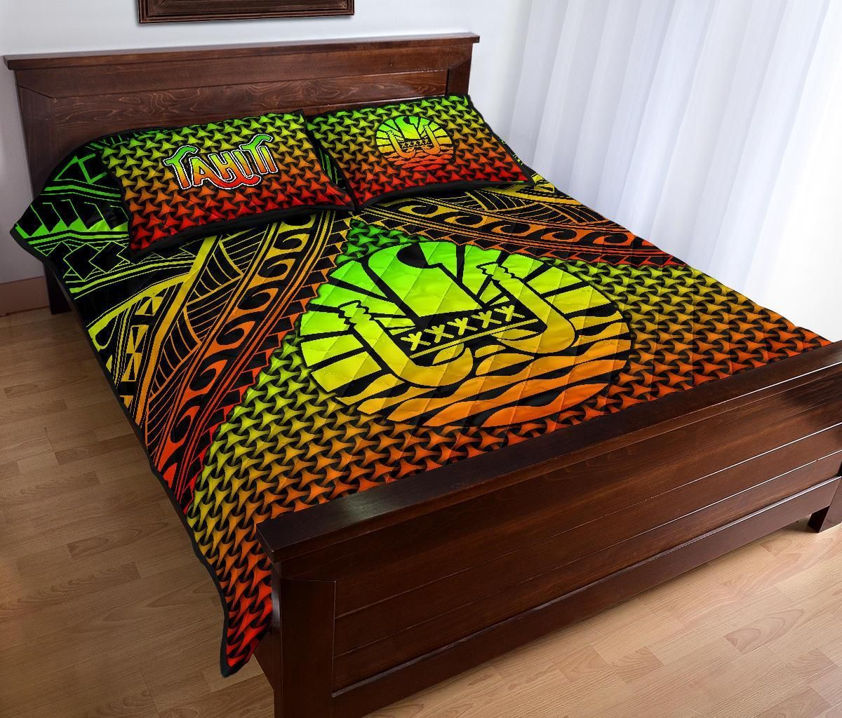 Polynesian Tahiti Quilt Bed Set - Reggae Vintage Polynesian Patterns