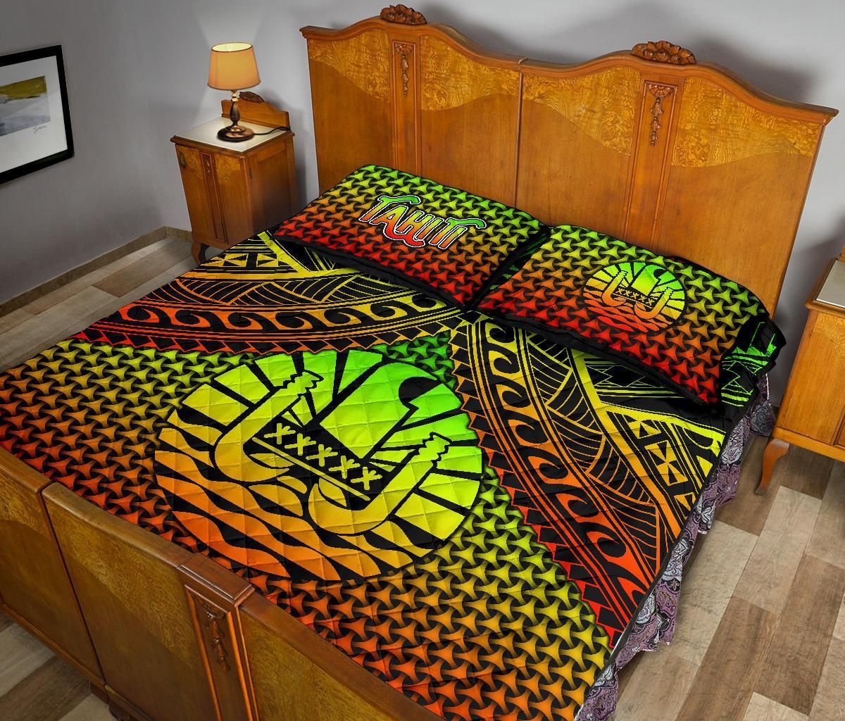 Polynesian Tahiti Quilt Bed Set - Reggae Vintage Polynesian Patterns
