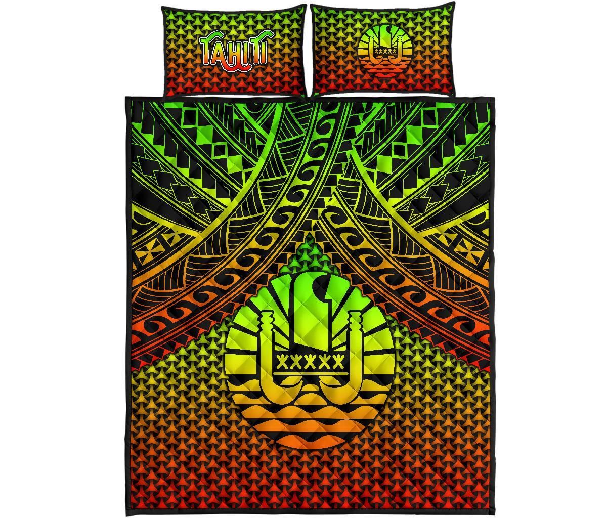 Polynesian Tahiti Quilt Bed Set - Reggae Vintage Polynesian Patterns