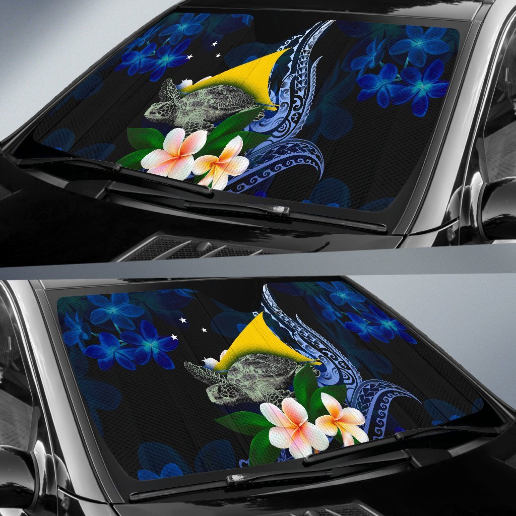 Polynesian Tokelau Sun Shades - Turtle With Plumeria Flowers