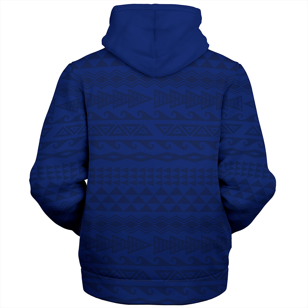 Hawaii Sherpa Hoodie Polynesia Tribal Flag With Coat Of Arms Crack Style