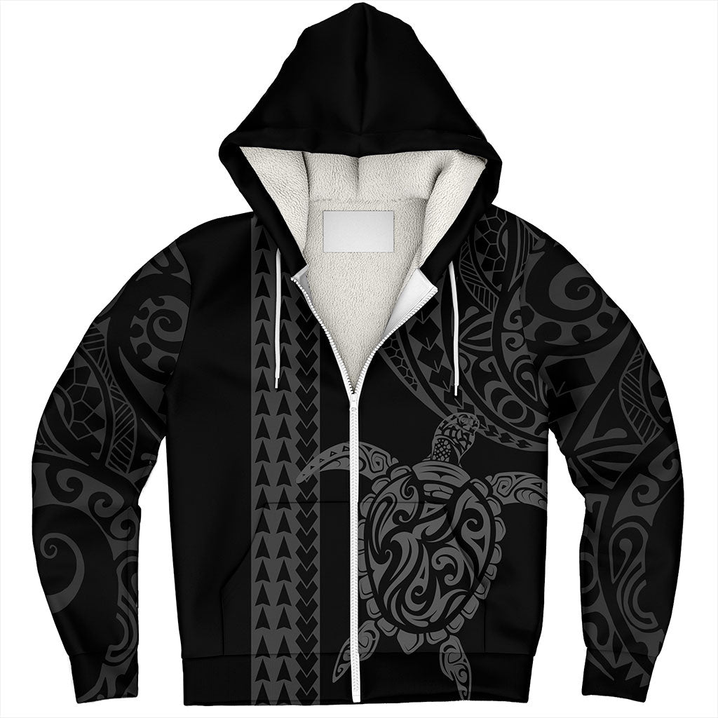 Hawaii Sherpa Hoodie Polynesian Tribal Turtle