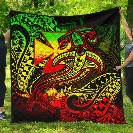Polynesian Wallis and Futuna Premium Quilt - Reggae Shark Polynesian Tattoo
